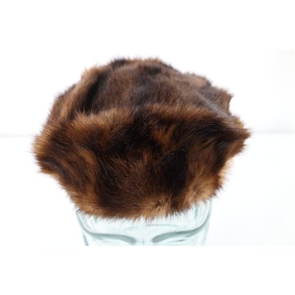 Chapeau Pillbox Vintage En Fourrure Marron - Taille Unique Femme - Occasion Excellent état